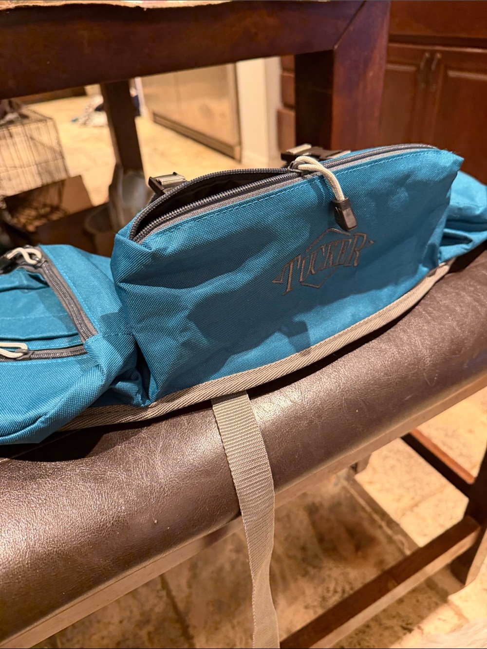 Tucker Day Tripper Teal  Cantle Bag with Gray Straps